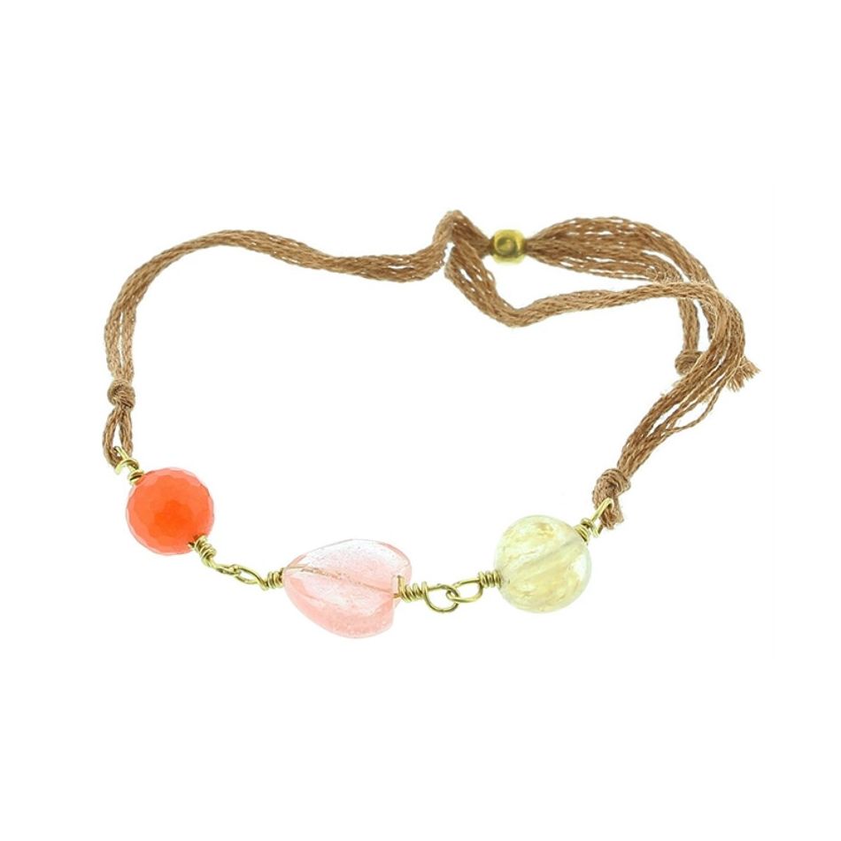 STONE METAL BEADS CORD BRACELET
