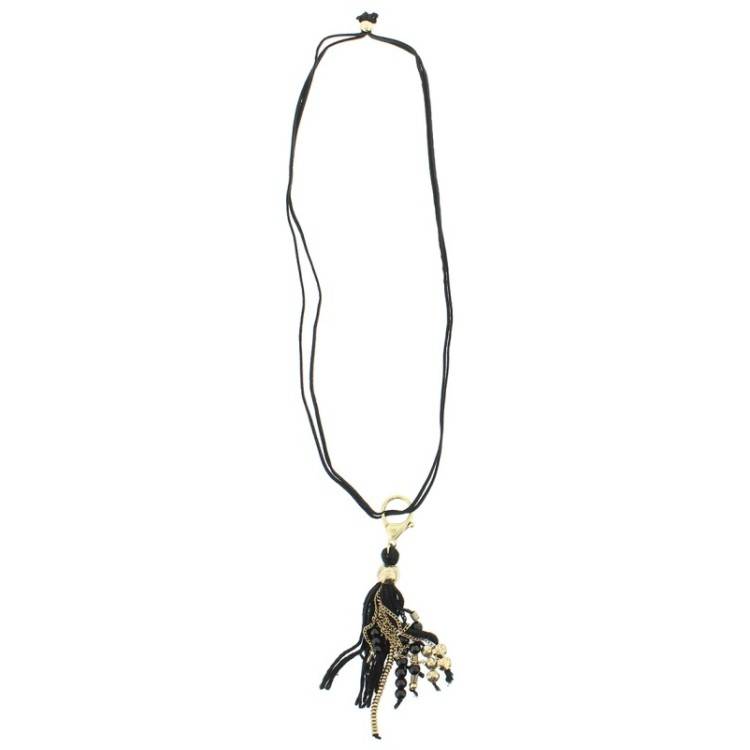LONG PENDANT NECKLACE METAL WOOL