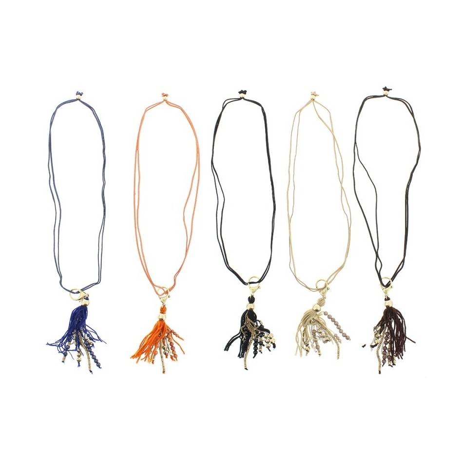 LONG PENDANT NECKLACE METAL WOOL