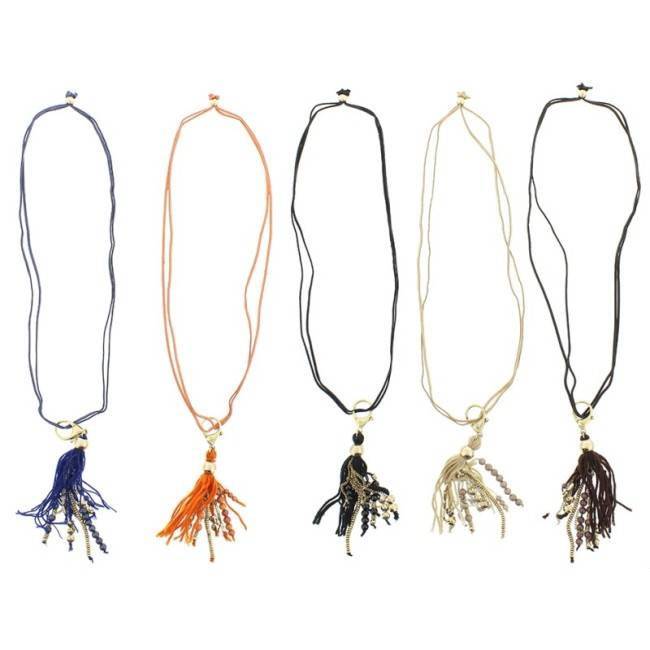 COLLAR LARGO COLG. METAL LANA