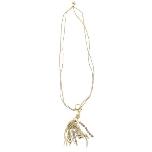 LONG PENDANT NECKLACE METAL WOOL