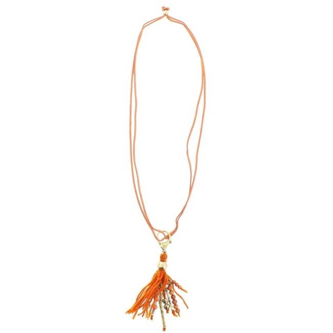 LONG PENDANT NECKLACE METAL WOOL