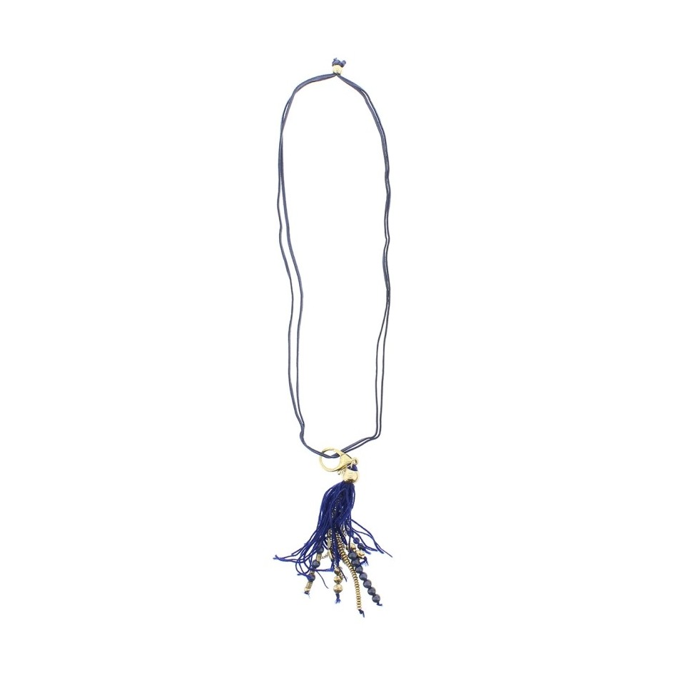 COLLAR LARGO COLG. METAL LANA