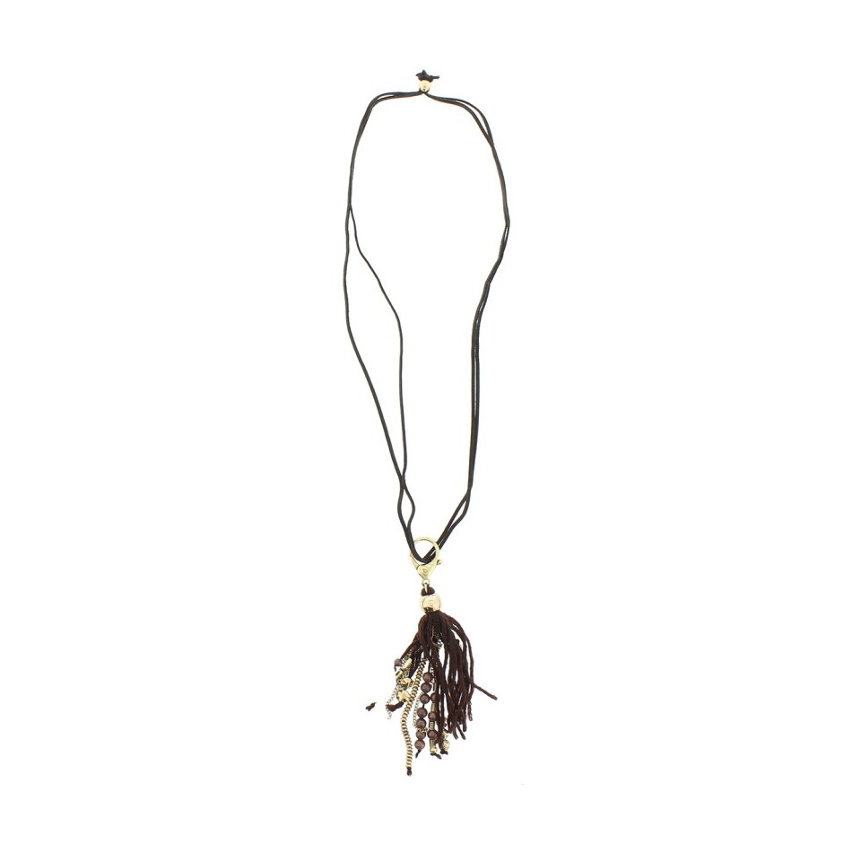 COLLAR LARGO COLG. METAL LANA