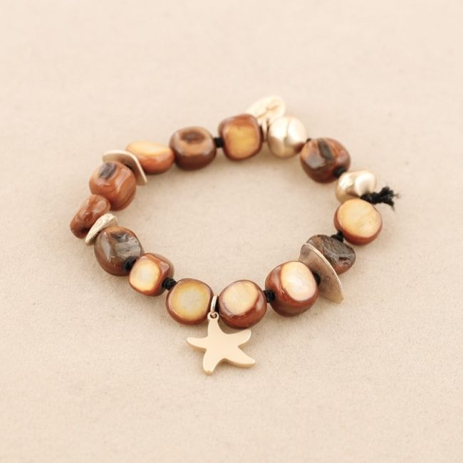 PULSERA ELÁSTICA CUENTAS NÁCAR METAL