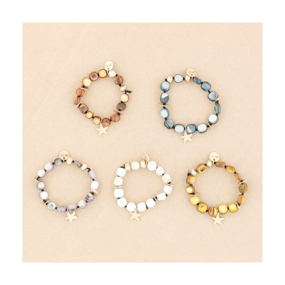 METAL NACRE BEADS ELASTIC BRACELET