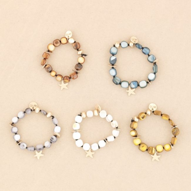 METAL NACRE BEADS ELASTIC BRACELET