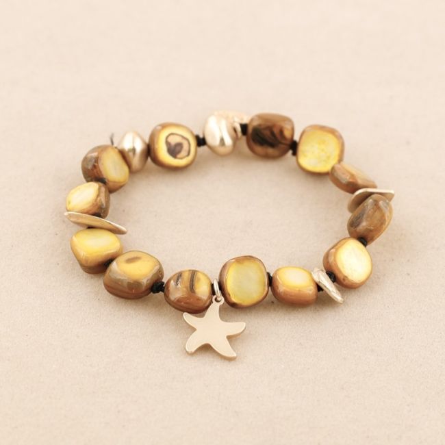 METAL NACRE BEADS ELASTIC BRACELET
