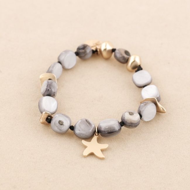 METAL NACRE BEADS ELASTIC BRACELET
