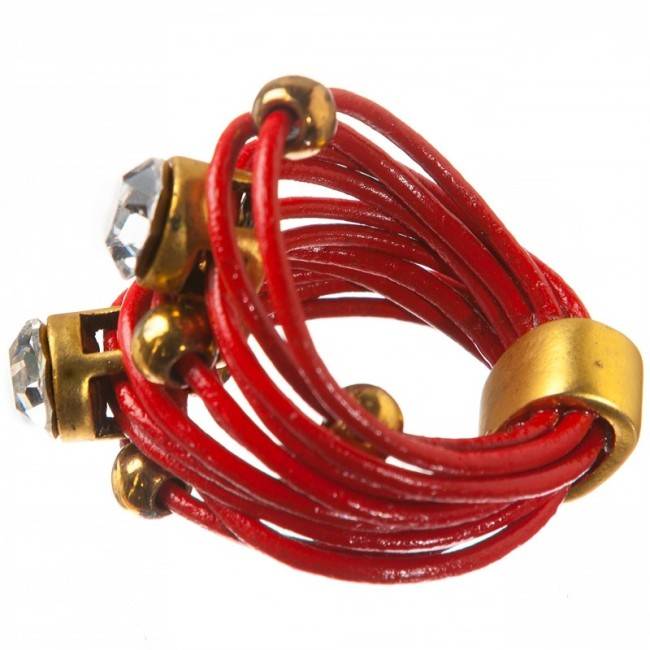 LEATHER RING BEADS METAL CRYSTALS Assorted sizes