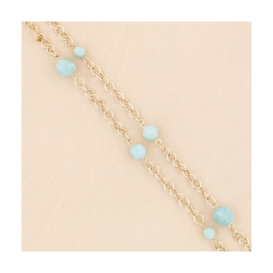 COLLAR LARGO ESLABONES METAL BOLAS