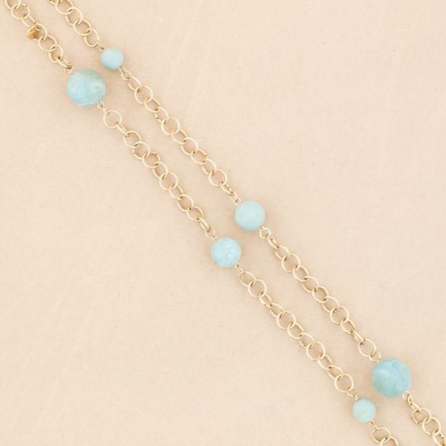 COLLAR LARGO ESLABONES METAL BOLAS
