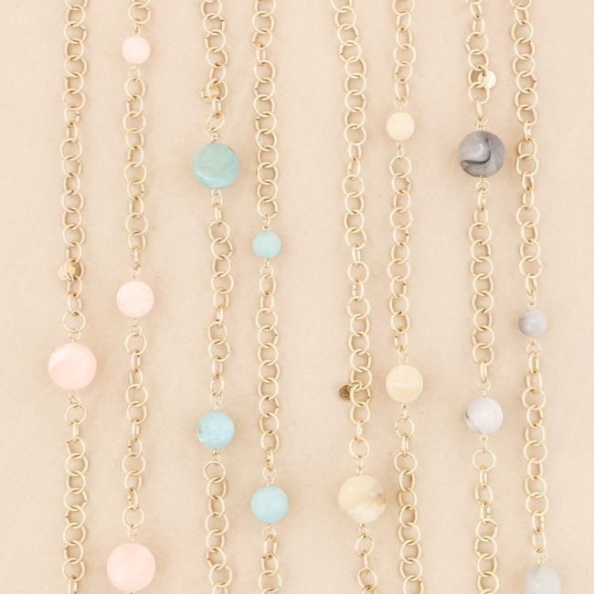 COLLAR LARGO ESLABONES METAL BOLAS