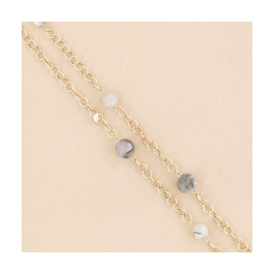 COLLAR LARGO ESLABONES METAL BOLAS