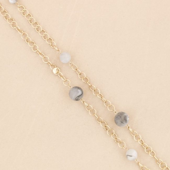 COLLAR LARGO ESLABONES METAL BOLAS