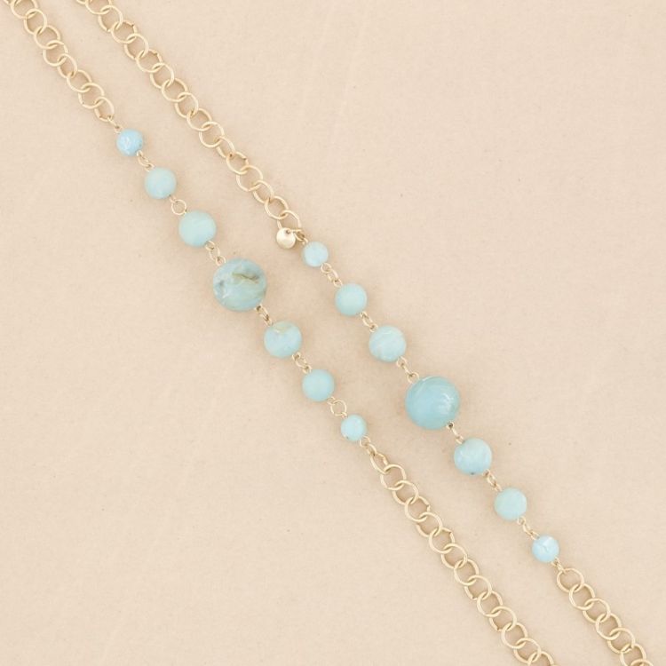 LONG NECKLACE METAL LINKS BALL