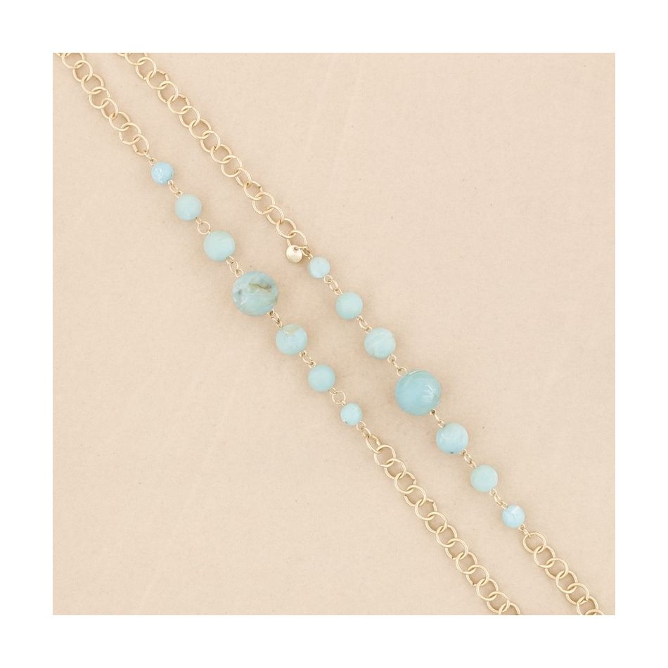 LONG NECKLACE METAL LINKS BALL