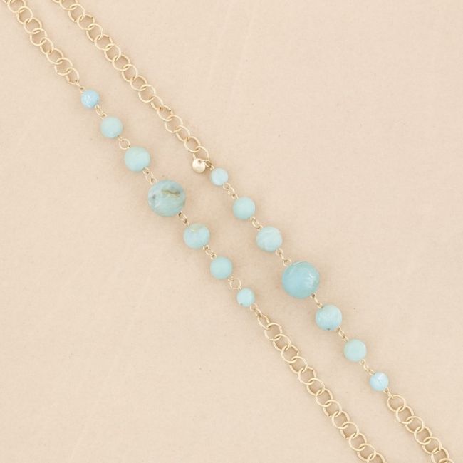 COLLAR LARGO ESLABONES METAL BOLAS