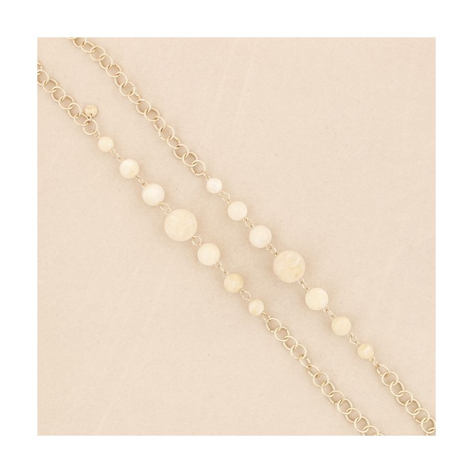 LONG NECKLACE METAL LINKS BALL