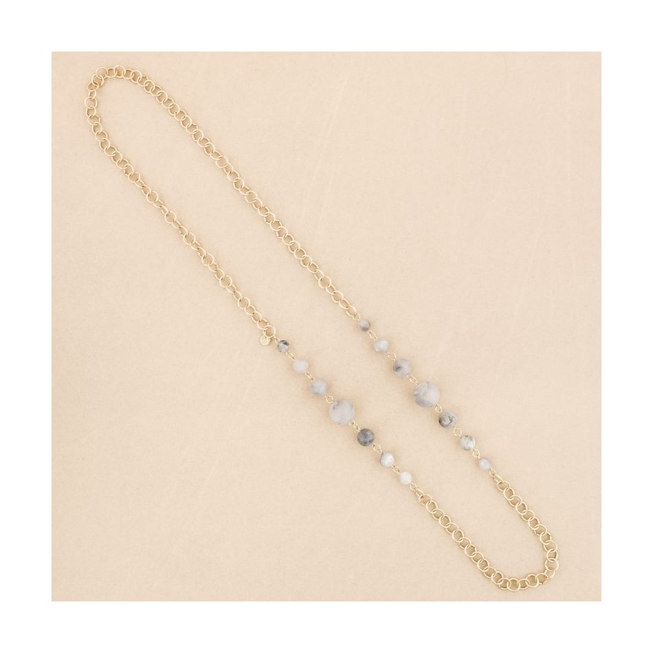 COLLAR LARGO ESLABONES METAL BOLAS