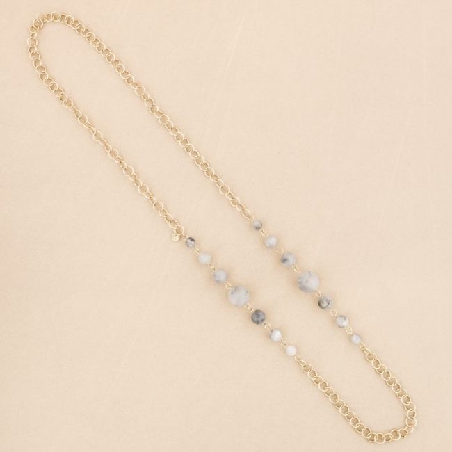 LONG NECKLACE METAL LINKS BALL