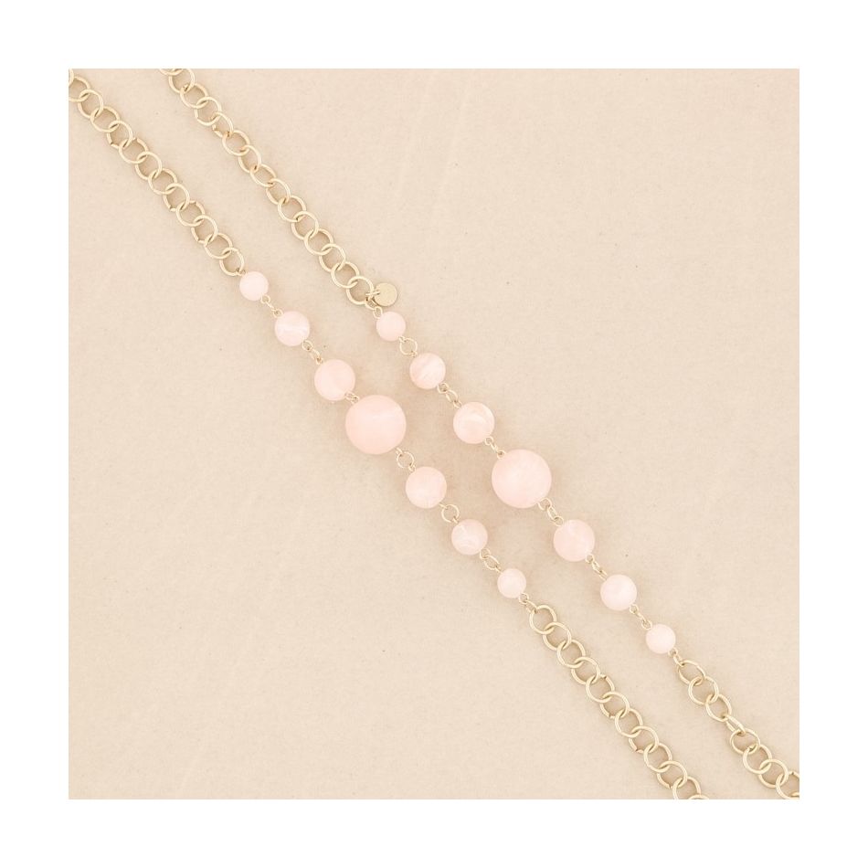 COLLAR LARGO ESLABONES METAL BOLAS