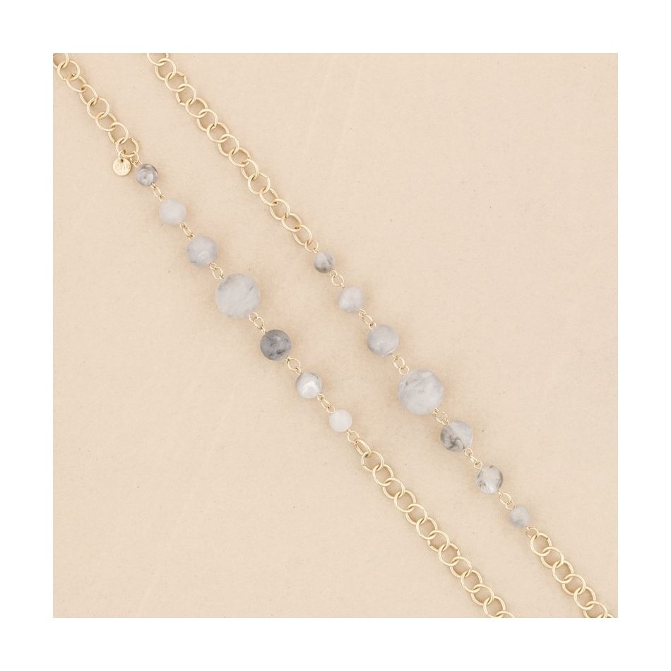LONG NECKLACE METAL LINKS BALL