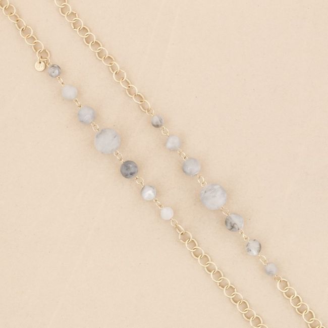 COLLAR LARGO ESLABONES METAL BOLAS