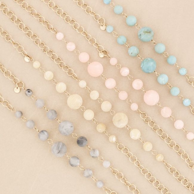 LONG NECKLACE METAL LINKS BALL