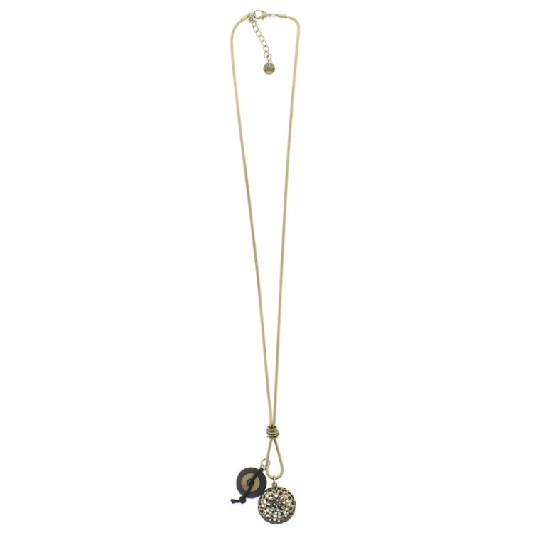 LONG NECKLACE METAL LEATHER PENDANT