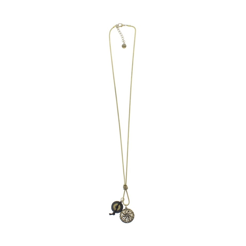 LONG NECKLACE METAL LEATHER PENDANT