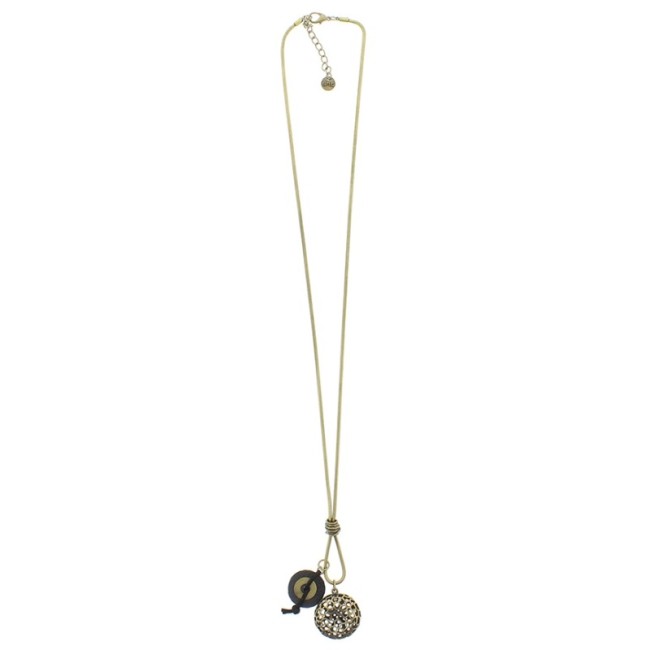 LONG NECKLACE METAL LEATHER PENDANT