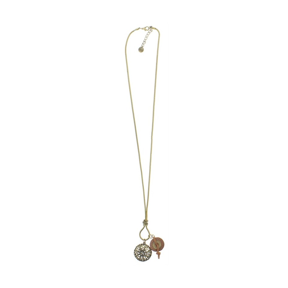 LONG NECKLACE METAL LEATHER PENDANT