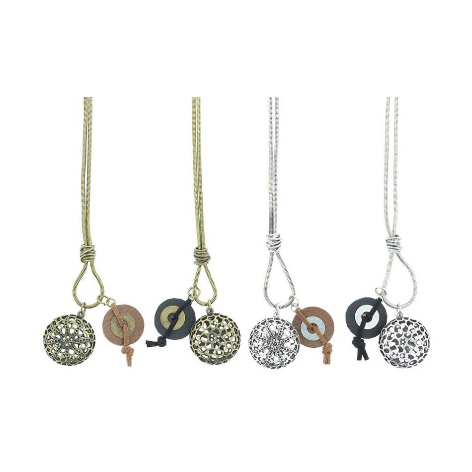 COLLAR LARGO COLG.METAL CUERO