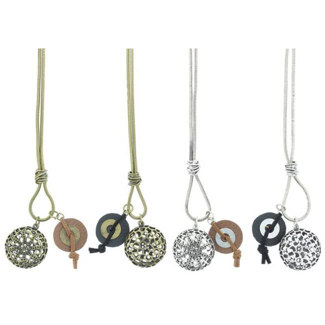 COLLAR LARGO COLG.METAL CUERO
