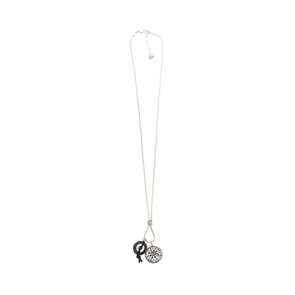 LONG NECKLACE METAL LEATHER PENDANT