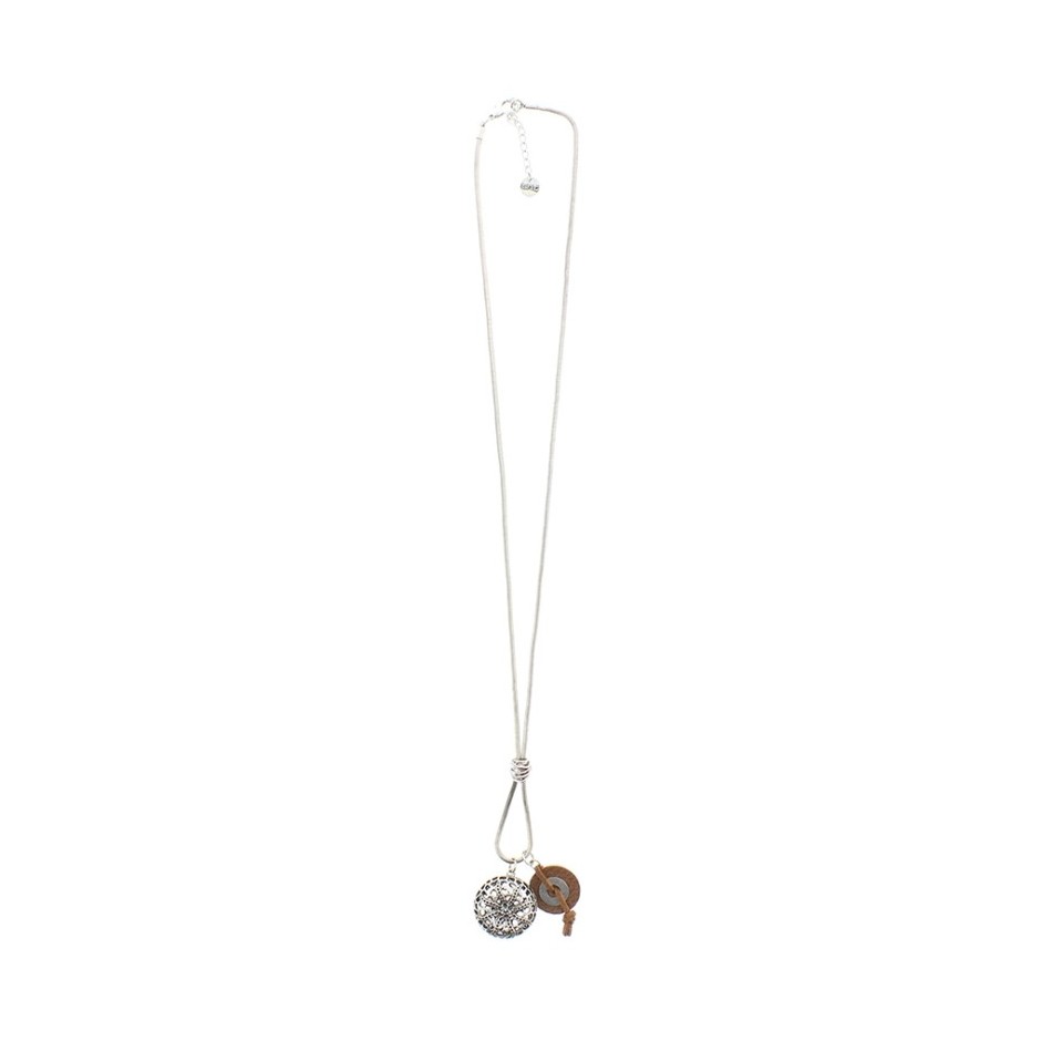 COLLAR LARGO COLG.METAL CUERO
