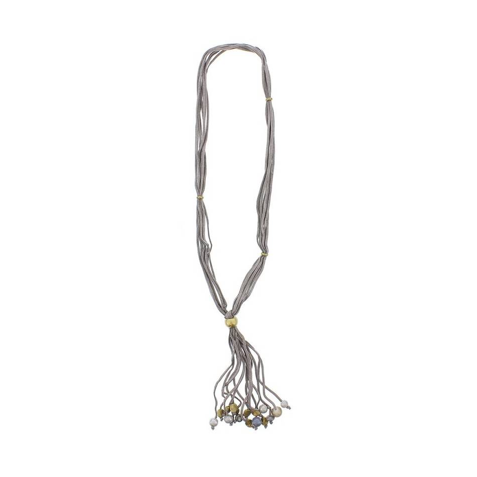 LONG NECKLACE METAL CERAMIC PENDANT