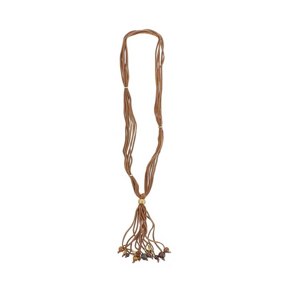 LONG NECKLACE METAL CERAMIC PENDANT