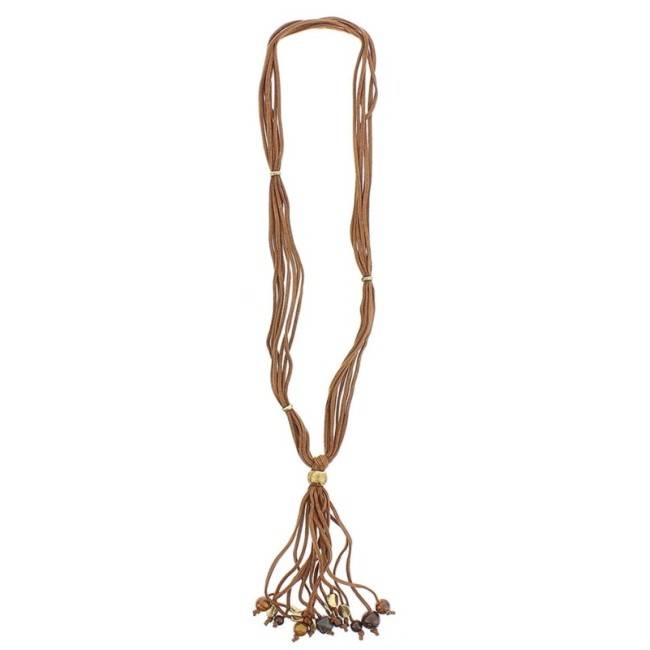 LONG NECKLACE METAL CERAMIC PENDANT