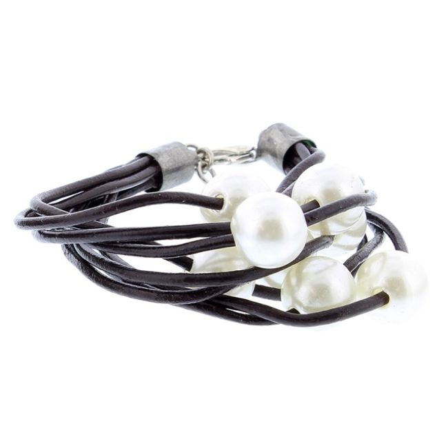 PULSERA CUERO CUENTAS