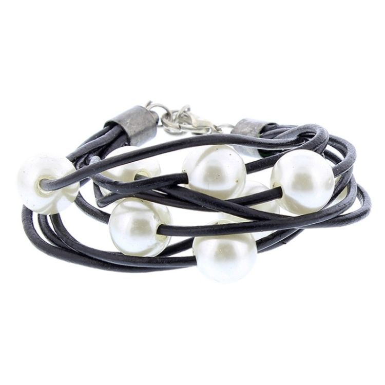 PULSERA CUERO CUENTAS