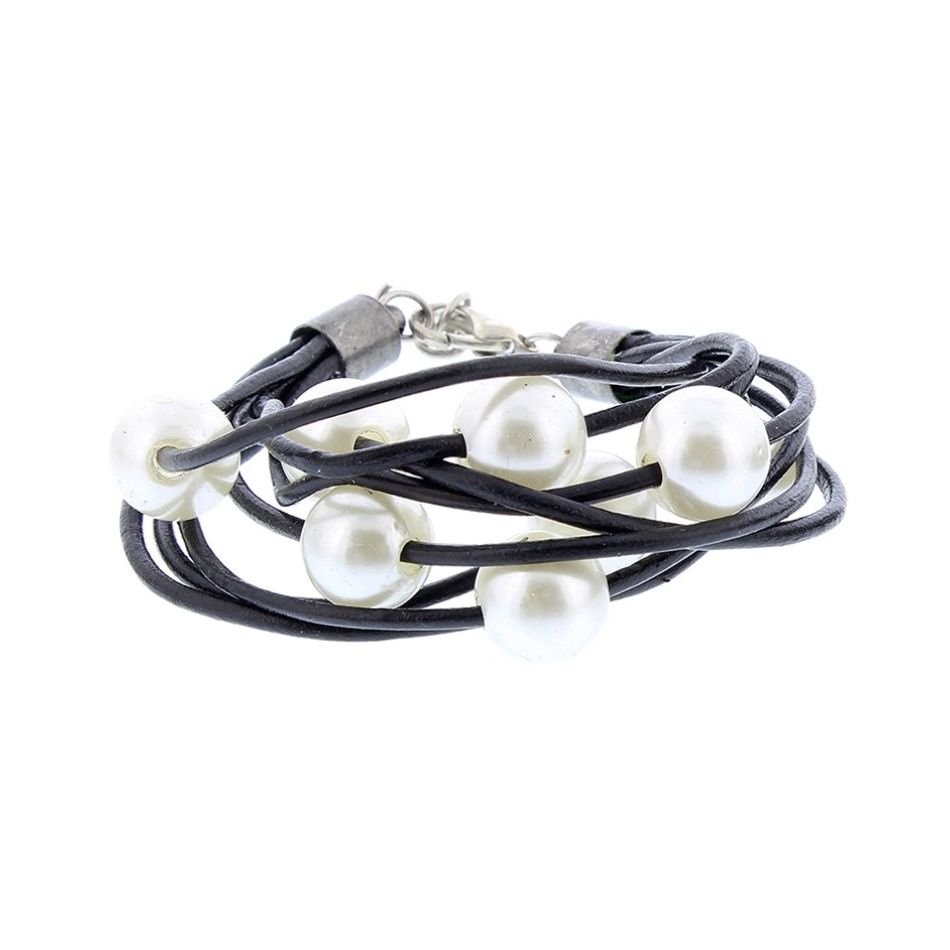 PULSERA CUERO CUENTAS