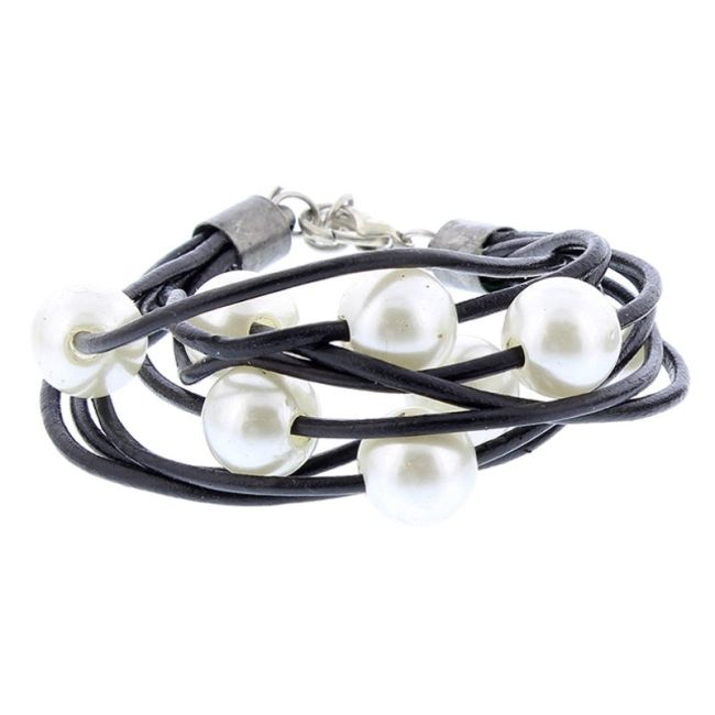 PULSERA CUERO CUENTAS