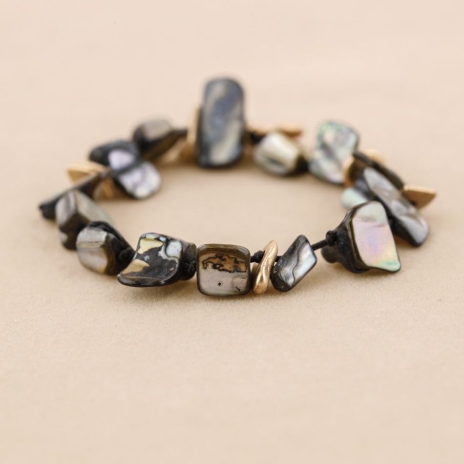 METAL NACRE BEADS ELASTIC BRACELET