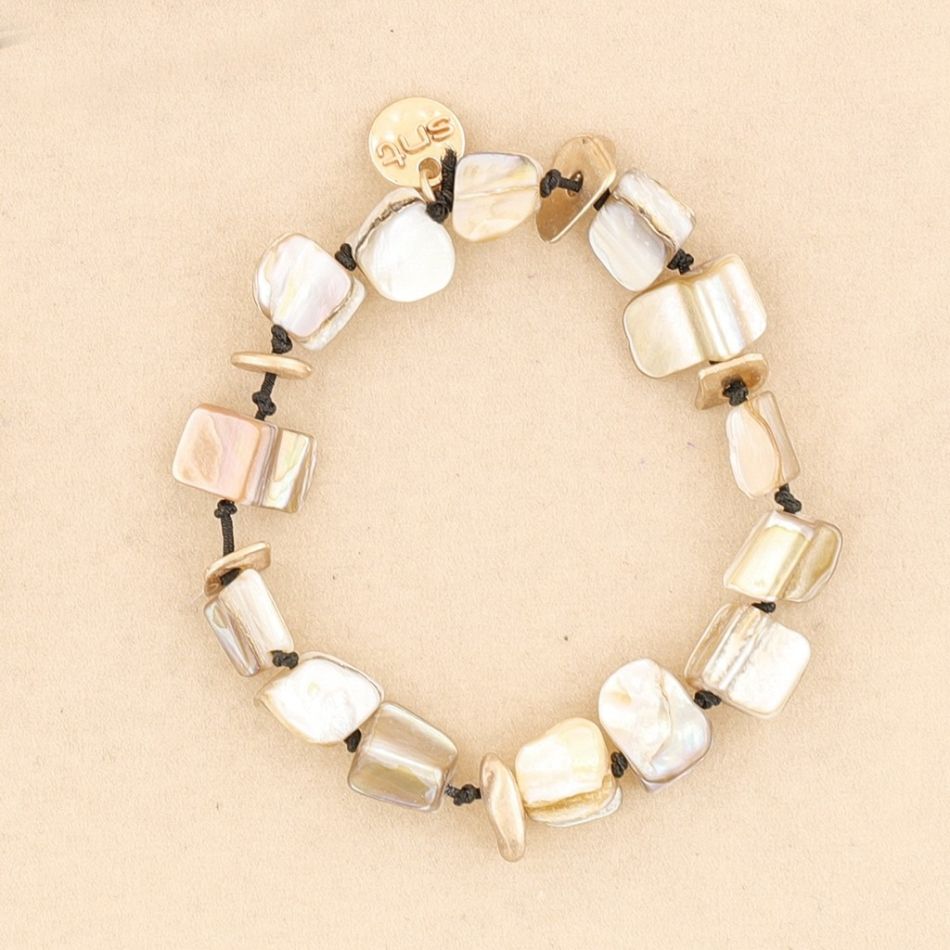 METAL NACRE BEADS ELASTIC BRACELET