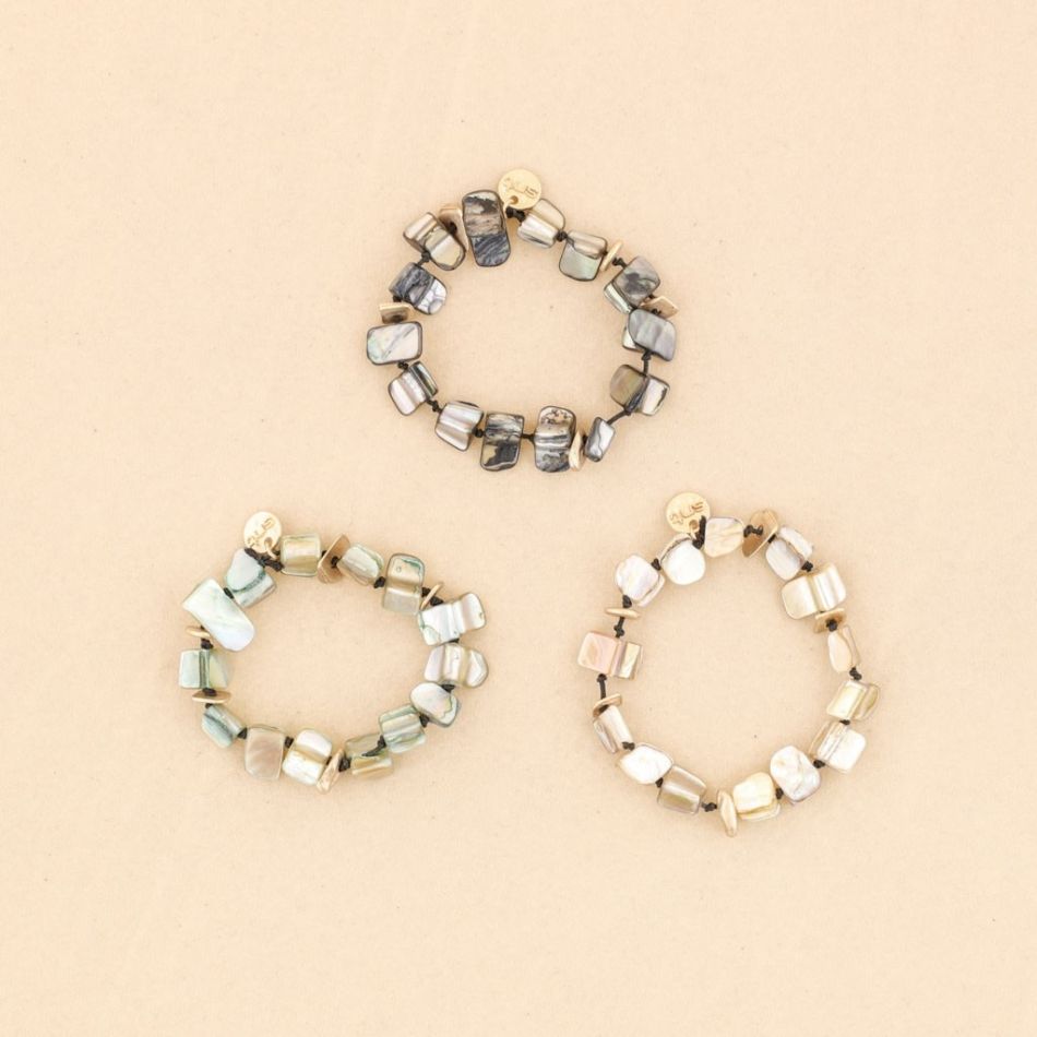 METAL NACRE BEADS ELASTIC BRACELET