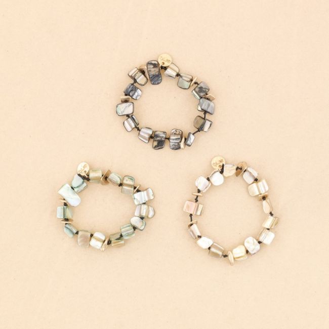 METAL NACRE BEADS ELASTIC BRACELET
