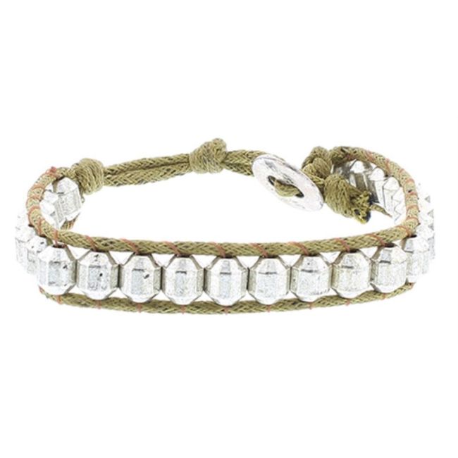 PULSERA CORDÓN CUENTAS METAL