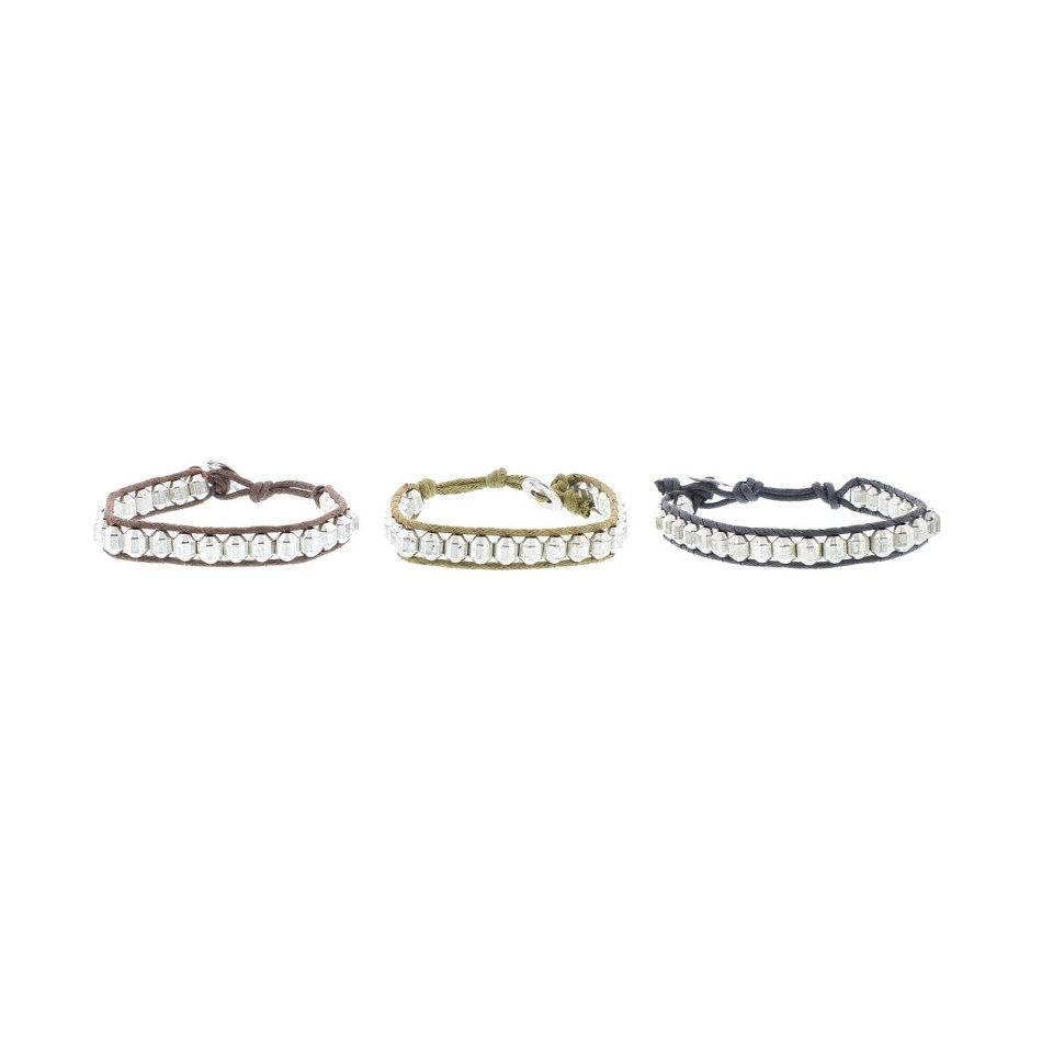 CORD BRACELET WITH METAL BEADS